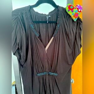 Black Jersey Top with Beading (size medium)